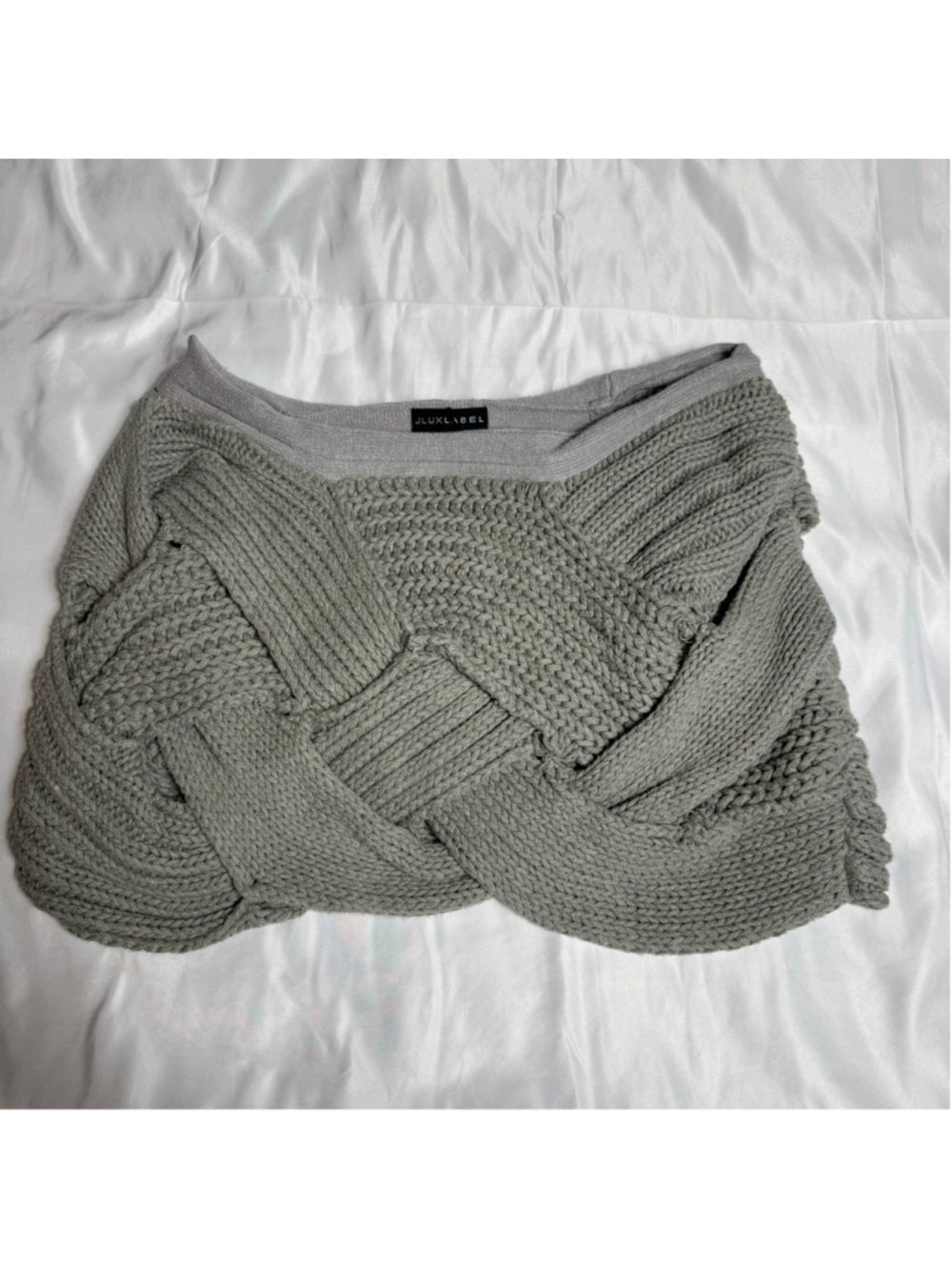 Women's JLUXLABEL Gray Chunky Braided Knit Sleeveless Sweater Vest Top Size L